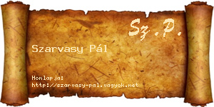 Szarvasy Pál névjegykártya